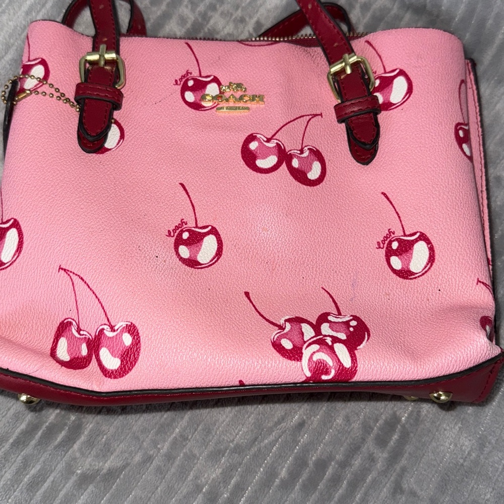 Coach Pink Tote with Cherry Design - Picture 9 of 13